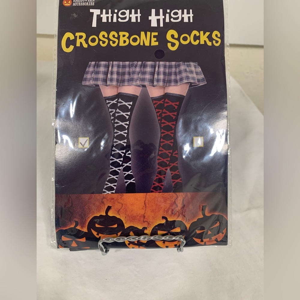NIP Thigh High Crossbone Socks Halloween Accessories